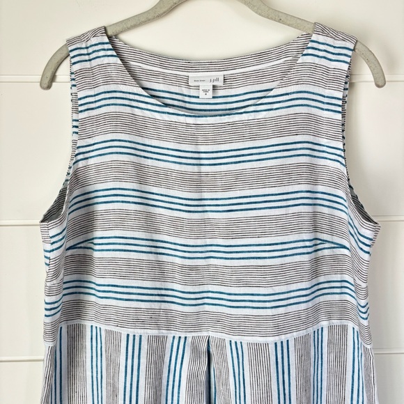 J. Jill Love Striped Pleated Sleevless Linen Shift Sundress Size Medium - Picture 5 of 15